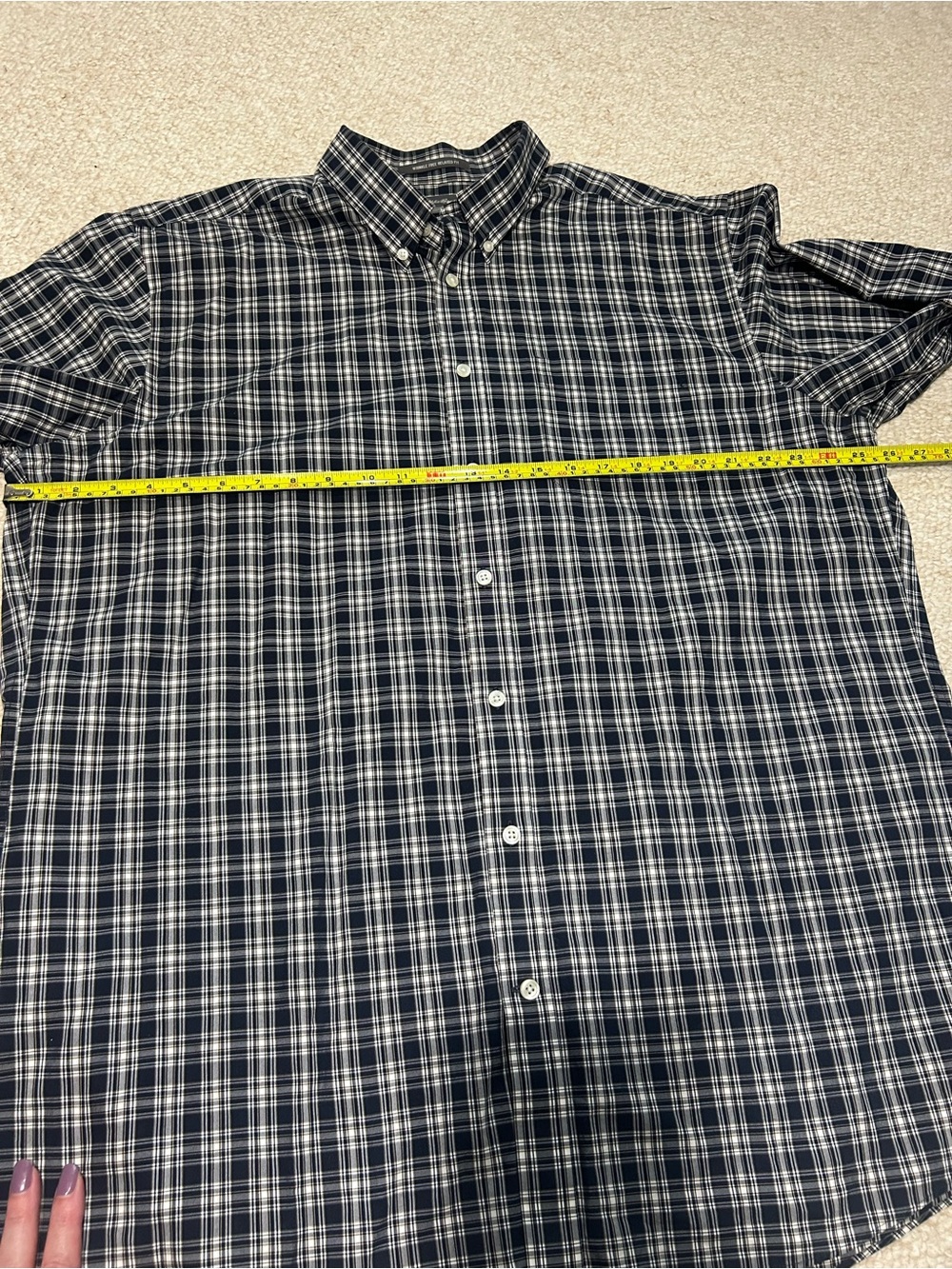 Eddie Bauer DarkNavy & White Plaid Button-Down Shirt Mens XLT Tall Wrinkle Free - Picture 11 of 11